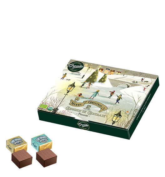 Bio Schokoladenpralinen mit Haselnüssen und Mandeln, Xmas